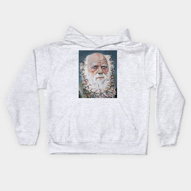 CHARLES DARWIN oil portrait .2 Kids Hoodie by lautir